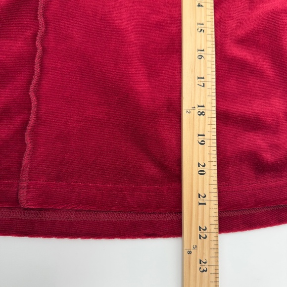 Roxy Sweatshirt Women XL Red Micro Corduroy Velour Pullover Crew Neck Cropped - Picture 11 of 12